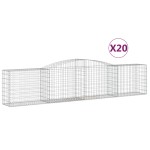 vidaXL Coșuri gabion arcuite 20 buc, 400x50x80/100 cm, fier galvanizat