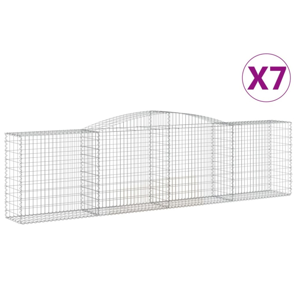 vidaXL Coșuri gabion arcuite 7 buc, 400x50x100/120 cm fier galvanizat