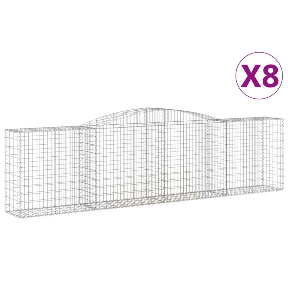 vidaXL Coșuri gabion arcuite 8 buc, 400x50x100/120 cm fier galvanizat