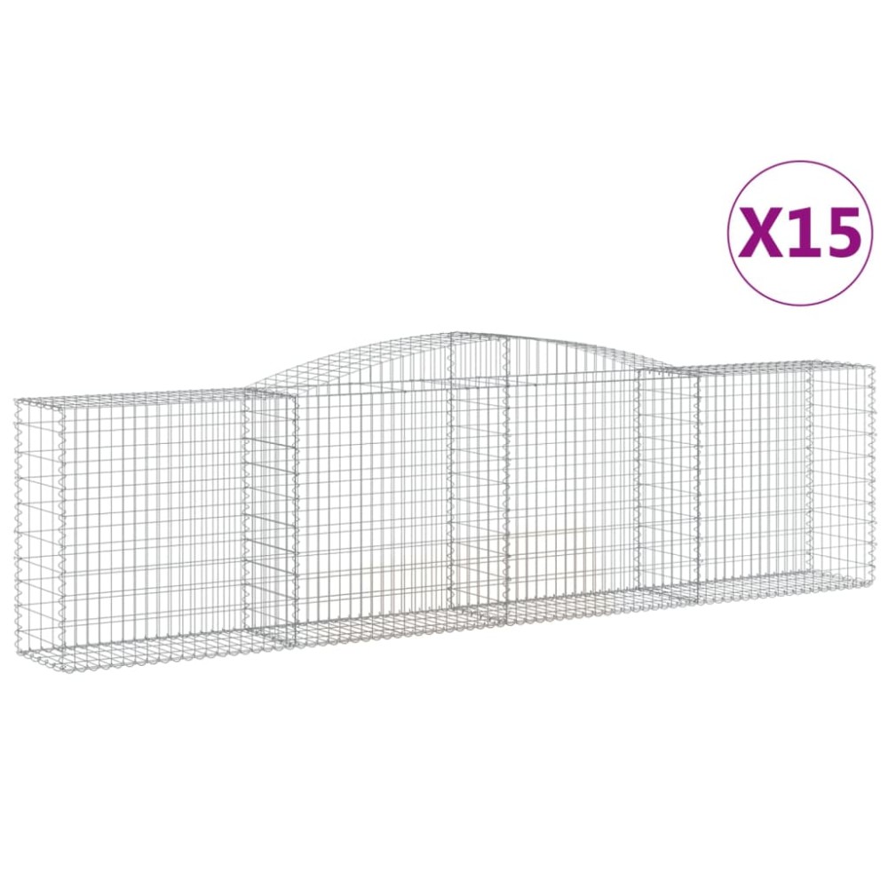 vidaXL Coșuri gabion arcuite 15 buc, 400x50x100/120 cm fier galvanizat