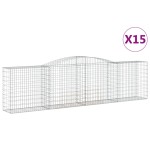 vidaXL Coșuri gabion arcuite 15 buc, 400x50x100/120 cm fier galvanizat