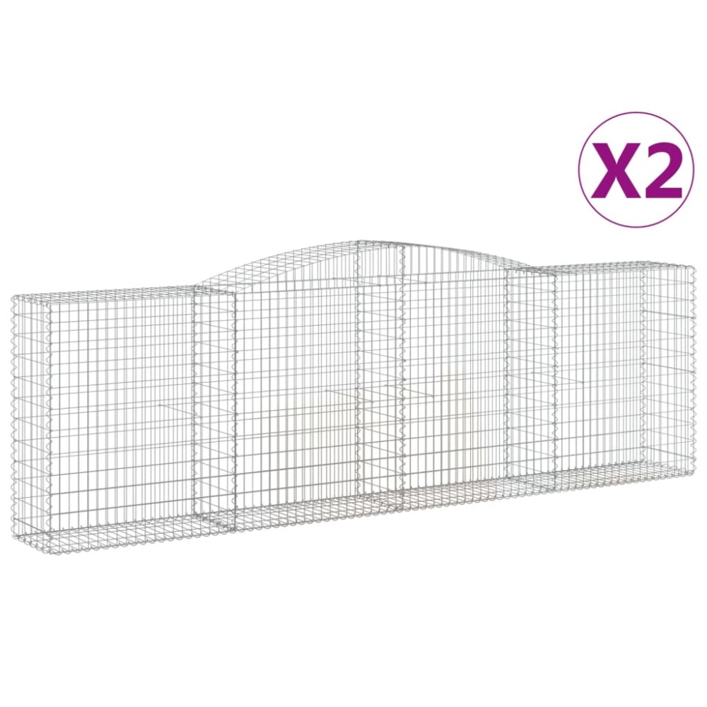 vidaXL Coșuri gabion arcuite 2 buc, 400x50x120/140 cm, fier galvanizat