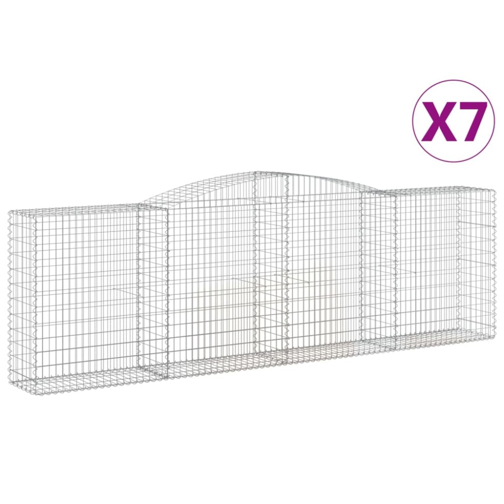 vidaXL Coșuri gabion arcuite 7 buc, 400x50x120/140 cm, fier galvanizat
