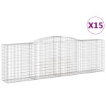 vidaXL Coșuri gabion arcuite 15 buc, 400x50x120/140cm, fier galvanizat
