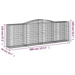 vidaXL Coșuri gabion arcuite 15 buc, 400x50x120/140cm, fier galvanizat