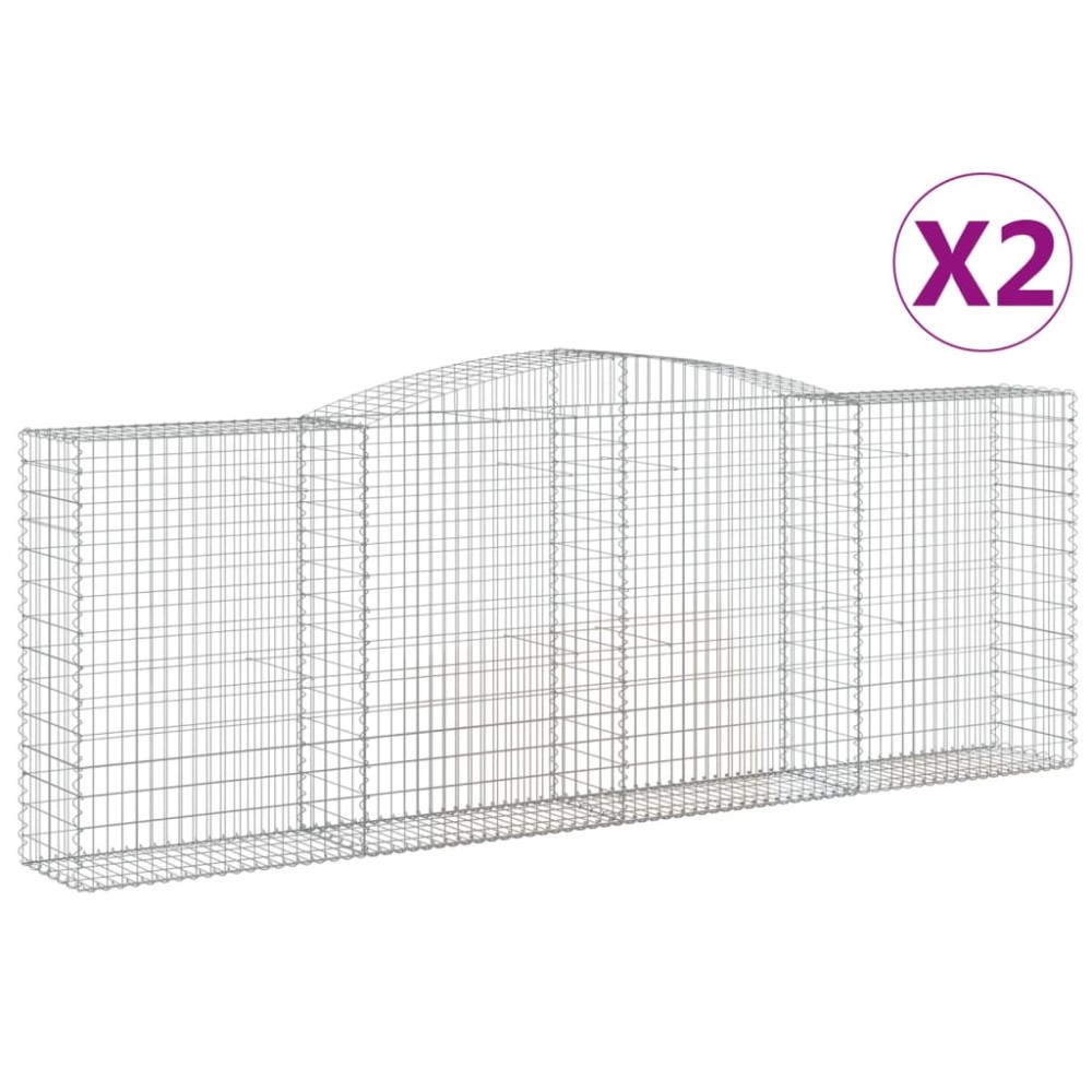 vidaXL Coșuri gabion arcuite 2 buc, 400x50x140/160 cm, fier galvanizat