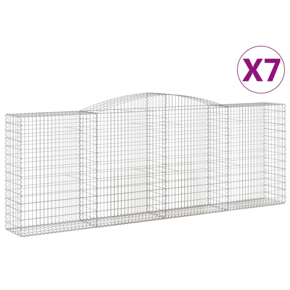 vidaXL Coșuri gabion arcuite 7 buc, 400x50x140/160 cm, fier galvanizat