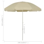 vidaXL Umbrelă de soare de plajă, galben nisipiu, 240 cm