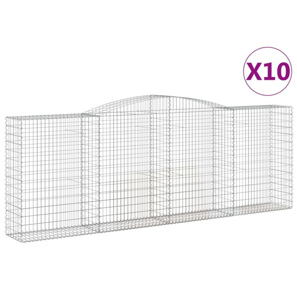 vidaXL Coșuri gabion arcuite 10 buc, 400x50x140/160cm, fier galvanizat