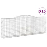 vidaXL Coșuri gabion arcuite 15 buc, 400x50x140/160cm, fier galvanizat