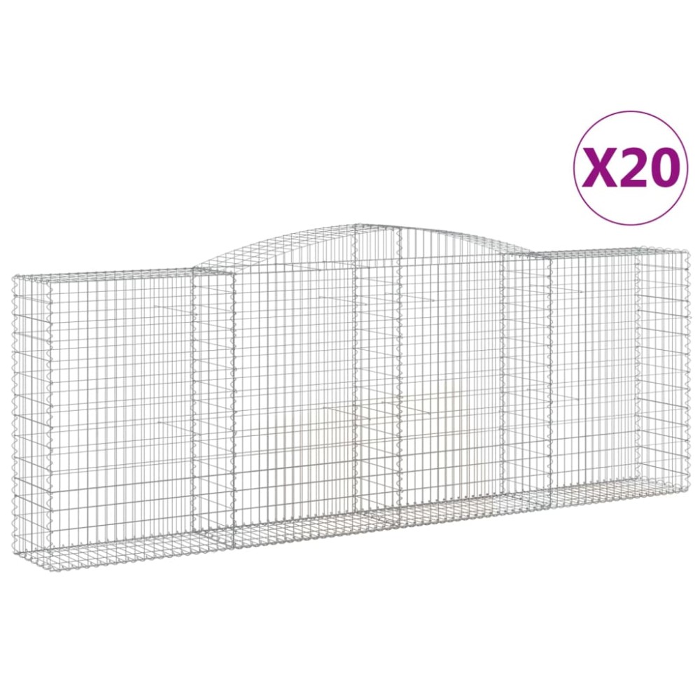 vidaXL Coșuri gabion arcuite 20 buc, 400x50x140/160cm, fier galvanizat