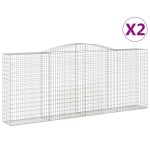 vidaXL Coșuri gabion arcuite 2 buc. 400x50x160/180 cm, fier galvanizat
