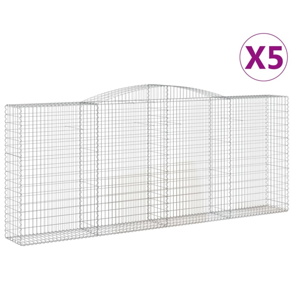vidaXL Coșuri gabion arcuite 5 buc. 400x50x160/180 cm, fier galvanizat