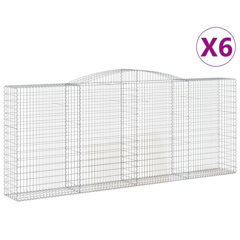 vidaXL Coșuri gabion arcuite 6 buc. 400x50x160/180 cm, fier galvanizat