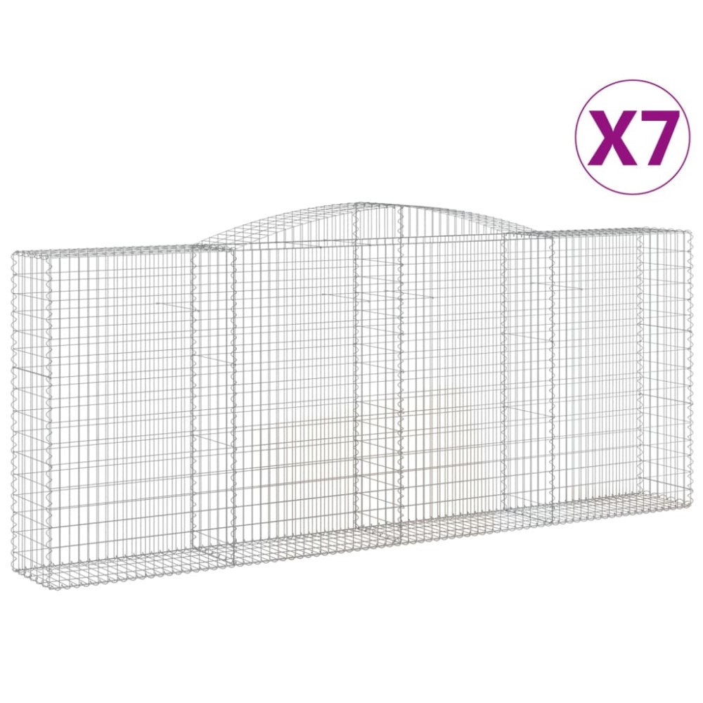 vidaXL Coșuri gabion arcuite 7 buc. 400x50x160/180 cm, fier galvanizat