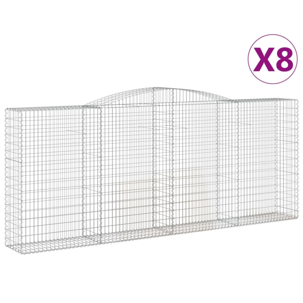 vidaXL Coșuri gabion arcuite 8 buc. 400x50x160/180 cm, fier galvanizat
