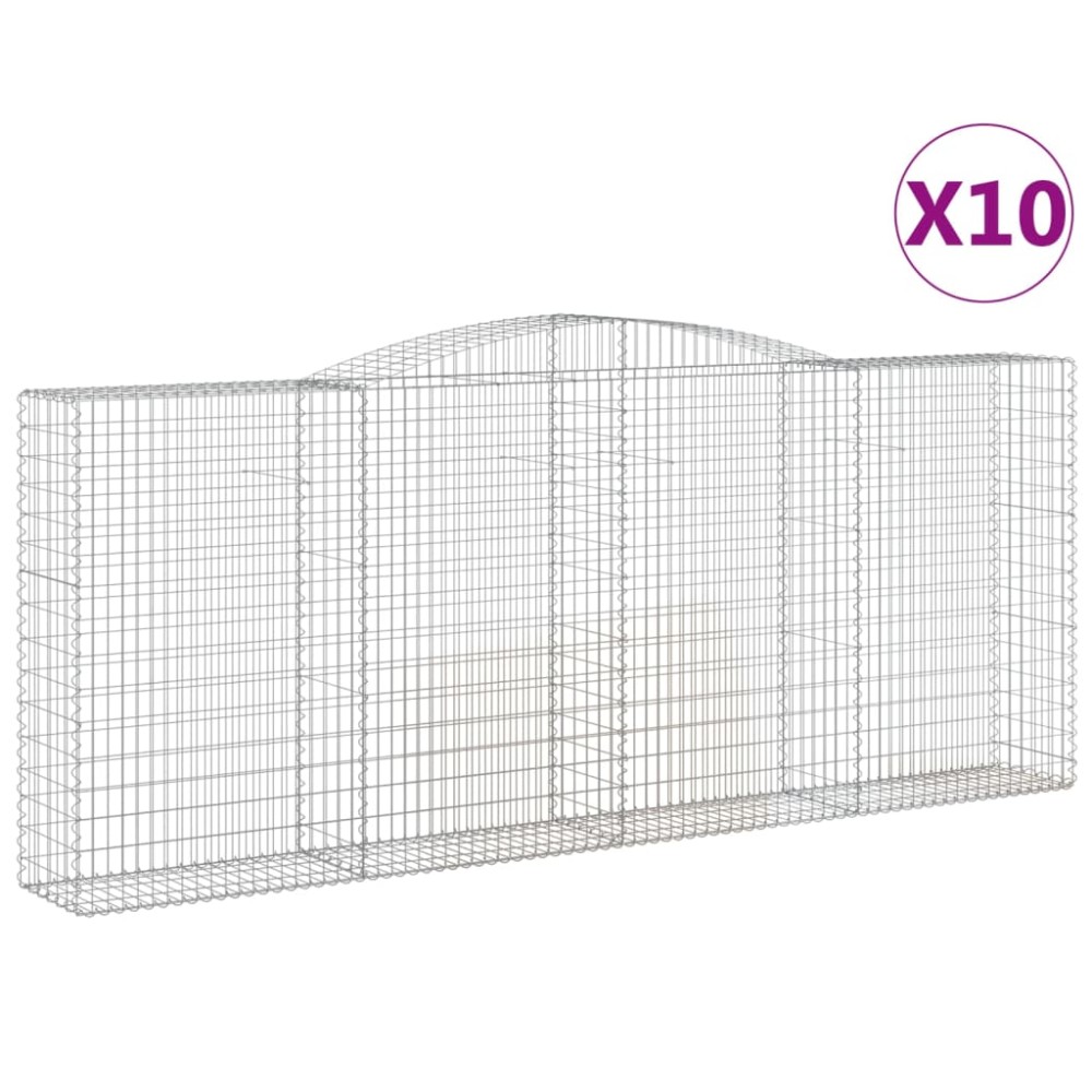 vidaXL Coș gabion arcuit, 10 buc, 400x50x160/180 cm, fier galvanizat