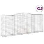 vidaXL Coș gabion arcuit, 15 buc, 400x50x160/180 cm, fier galvanizat vidaXL Coș gabion arcuit, 15 buc, 400x50x160/180 cm, fier galvanizat