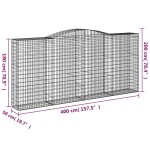 vidaXL Coșuri gabion arcuite 10 buc, 400x50x180/200cm, fier galvanizat vidaXL Coșuri gabion arcuite 10 buc, 400x50x180/200cm, fier galvanizat