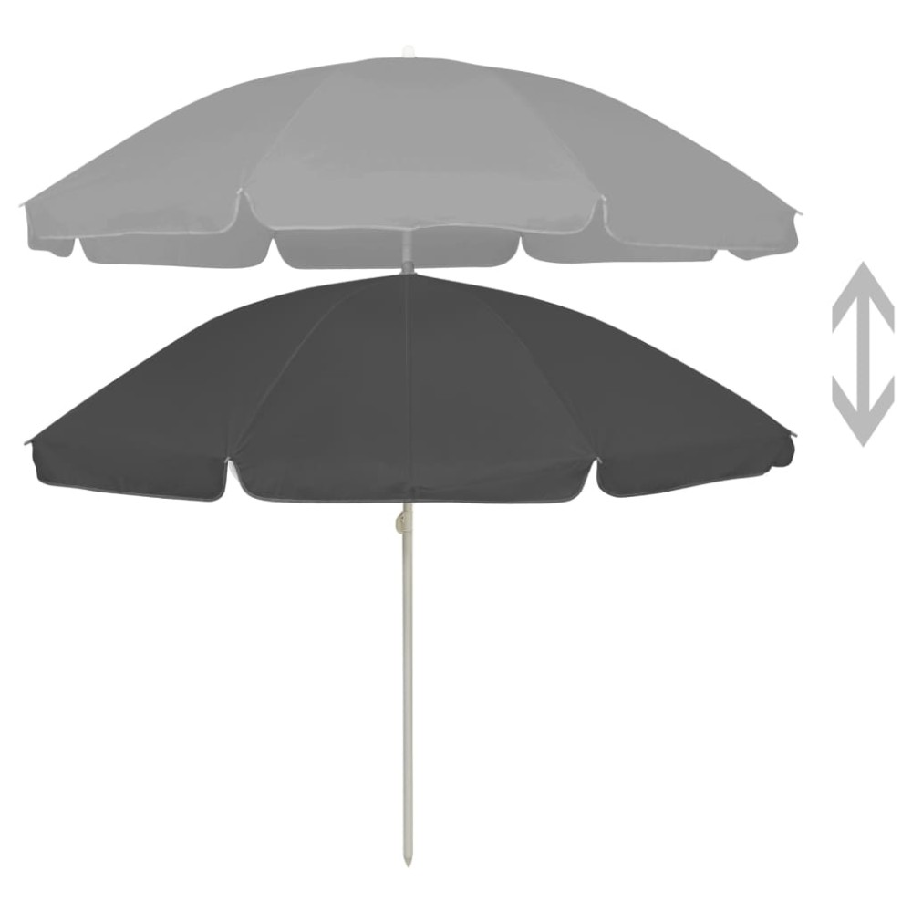vidaXL Umbrelă de soare de plajă, antracit, 240 cm