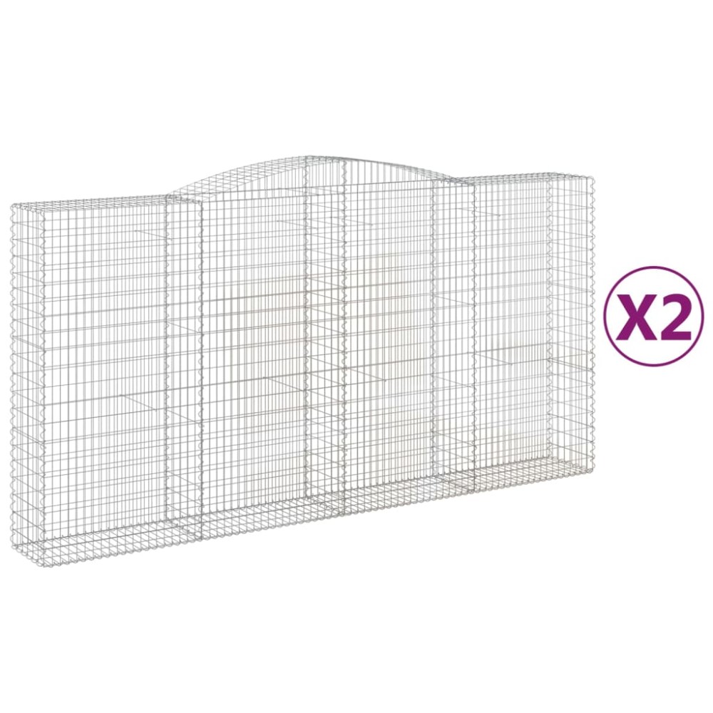 vidaXL Coșuri gabion arcuite, 2 buc 400x50x200/220 cm, fier galvanizat