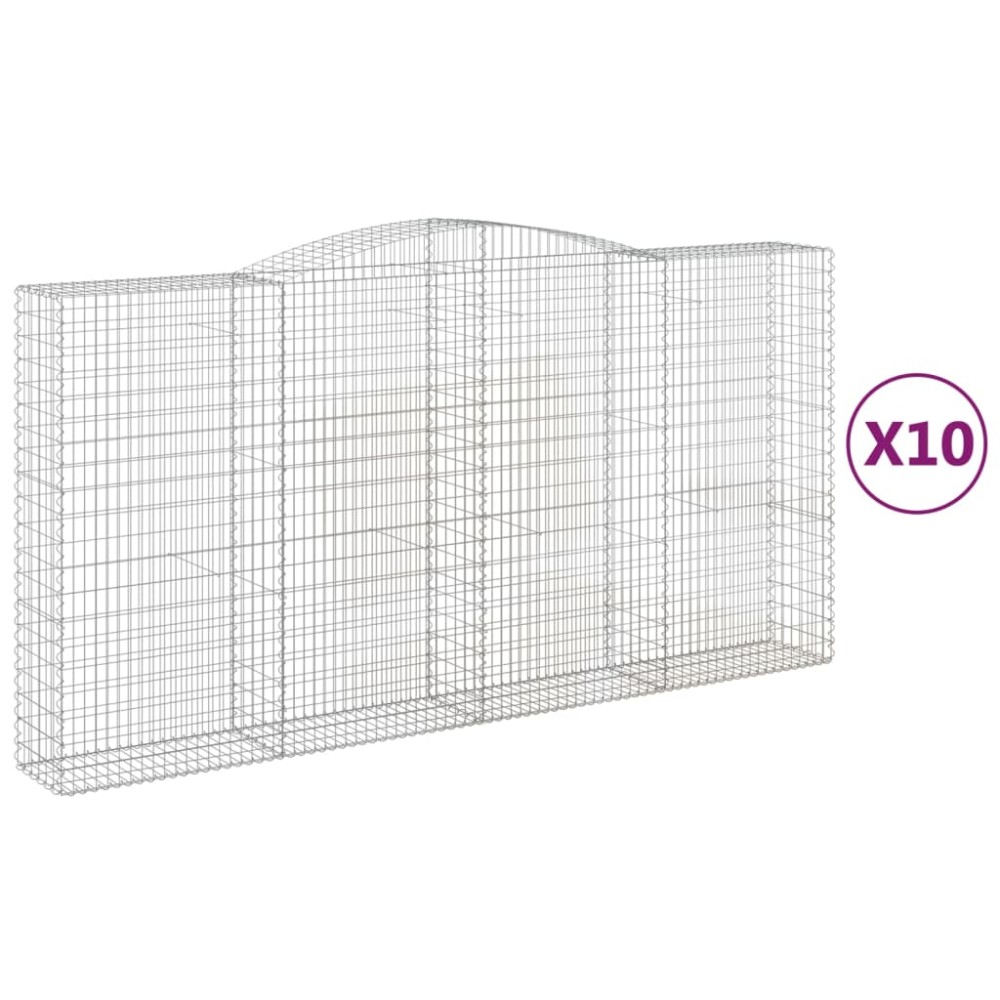vidaXL Coșuri gabion arcuite, 10 buc 400x50x200/220cm, fier galvanizat