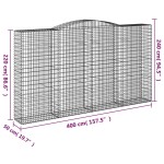 vidaXL Coșuri gabion arcuite, 4 buc, 400x50x220/240cm, fier galvanizat
