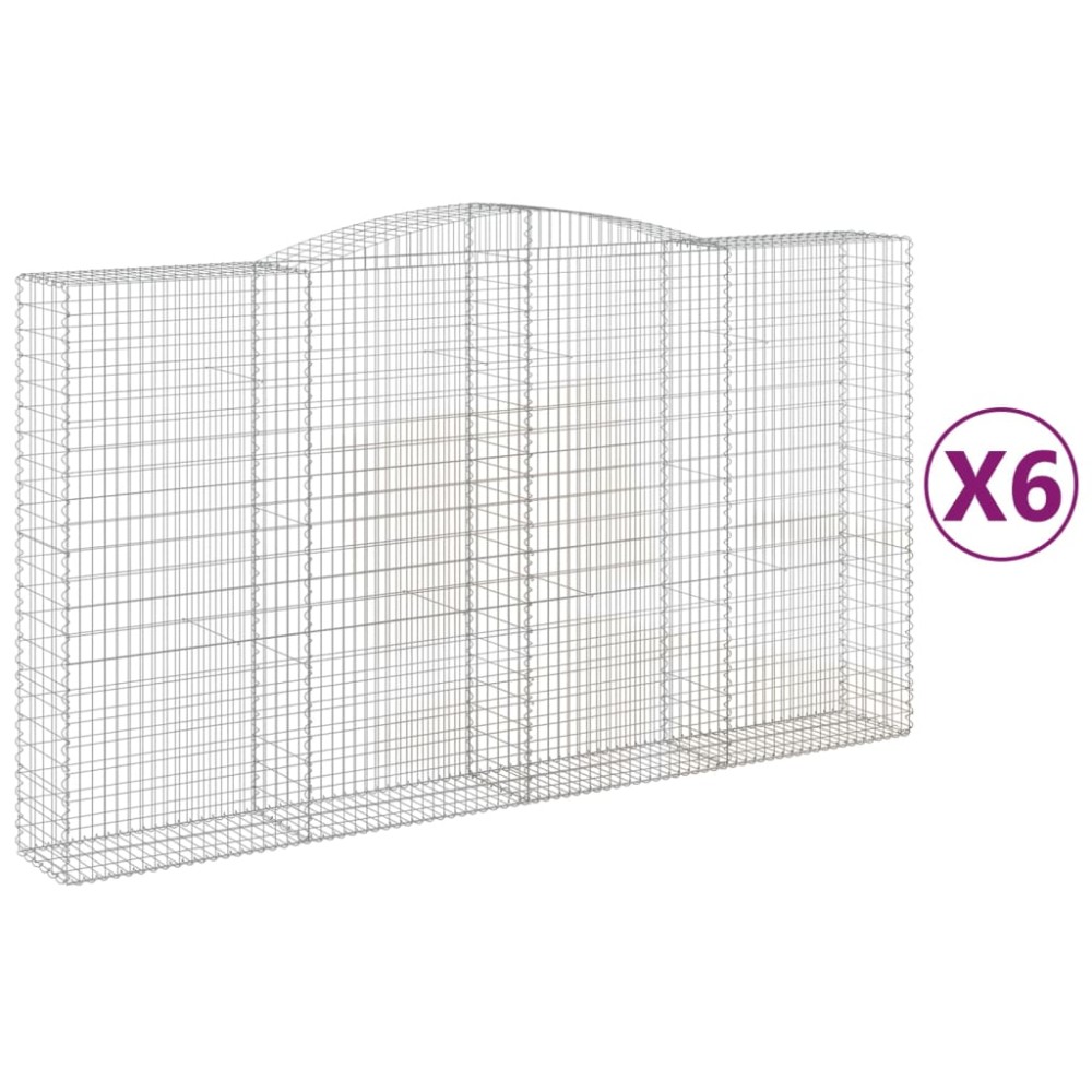 vidaXL Coșuri gabion arcuite, 6 buc, 400x50x220/240cm, fier galvanizat