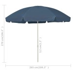 vidaXL Umbrelă de soare de plajă, albastru, 300 cm