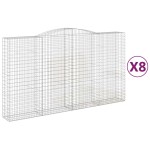 vidaXL Coșuri gabion arcuite, 8 buc, 400x50x220/240cm, fier galvanizat