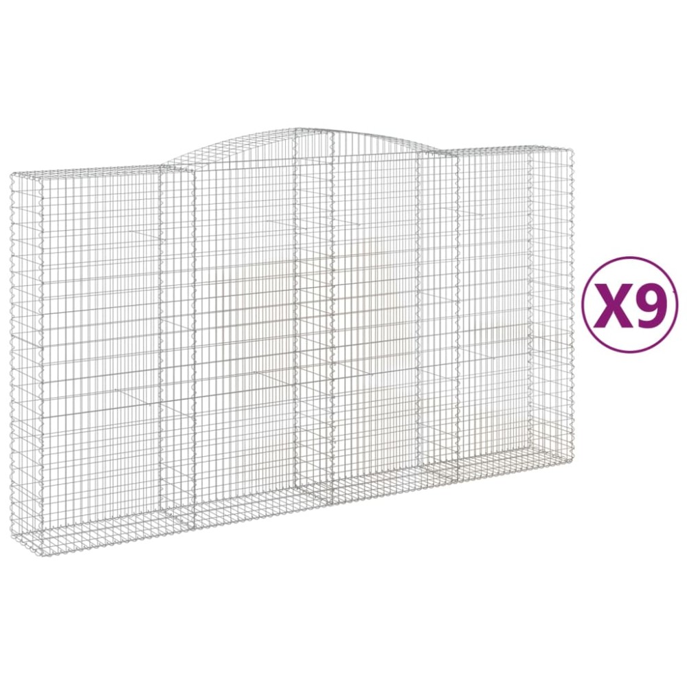 vidaXL Coșuri gabion arcuite, 9 buc, 400x50x220/240cm, fier galvanizat