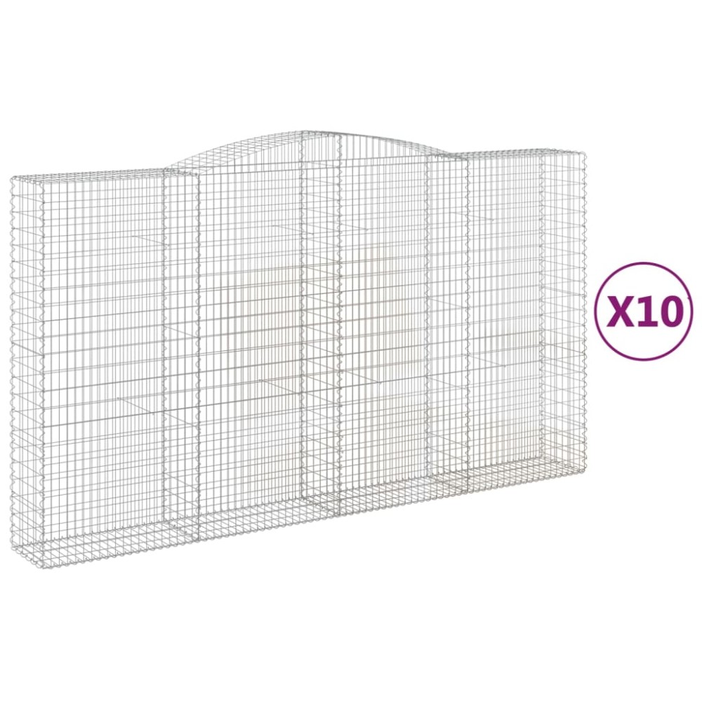 vidaXL Coșuri gabion arcuite, 10 buc 400x50x220/240cm, fier galvanizat