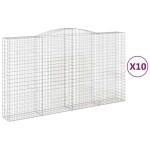 vidaXL Coșuri gabion arcuite, 10 buc 400x50x220/240cm, fier galvanizat