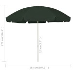vidaXL Umbrelă de soare de plajă, verde, 300 cm
