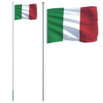 vidaXL Steag Italia și stâlp din aluminiu, 6,23 m vidaXL Steag Italia și stâlp din aluminiu, 6,23 m