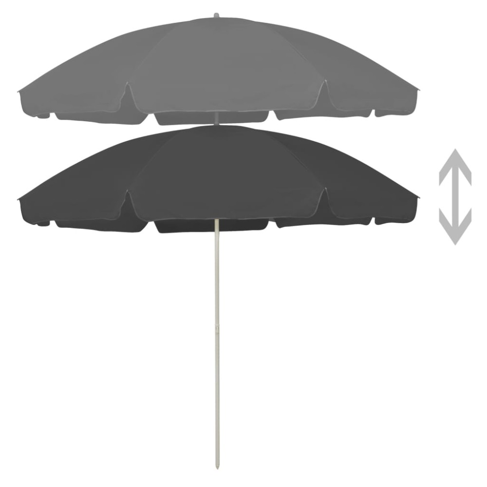 vidaXL Umbrelă de soare de plajă, antracit, 300 cm