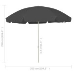 vidaXL Umbrelă de soare de plajă, antracit, 300 cm