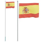 vidaXL Steag Spania și stâlp din aluminiu, 6,23 m vidaXL Steag Spania și stâlp din aluminiu, 6,23 m