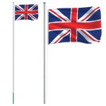 vidaXL Steag Marii Britanii și stâlp din aluminiu, 6,23 m vidaXL Steag Marii Britanii și stâlp din aluminiu, 6,23 m