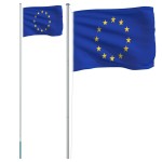 vidaXL Steag Europei și stâlp din aluminiu, 6,23 m vidaXL Steag Europei și stâlp din aluminiu, 6,23 m