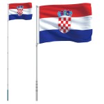 vidaXL Steag Croația și stâlp din aluminiu, 5,55 m vidaXL Steag Croația și stâlp din aluminiu, 5,55 m