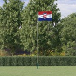 vidaXL Steag Croația și stâlp din aluminiu, 5,55 m vidaXL Steag Croația și stâlp din aluminiu, 5,55 m