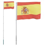 vidaXL Steag Spania și stâlp din aluminiu, 5,55 m vidaXL Steag Spania și stâlp din aluminiu, 5,55 m