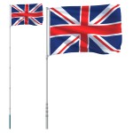 vidaXL Steag Marea Britanie și stâlp din aluminiu, 5,55 m vidaXL Steag Marea Britanie și stâlp din aluminiu, 5,55 m