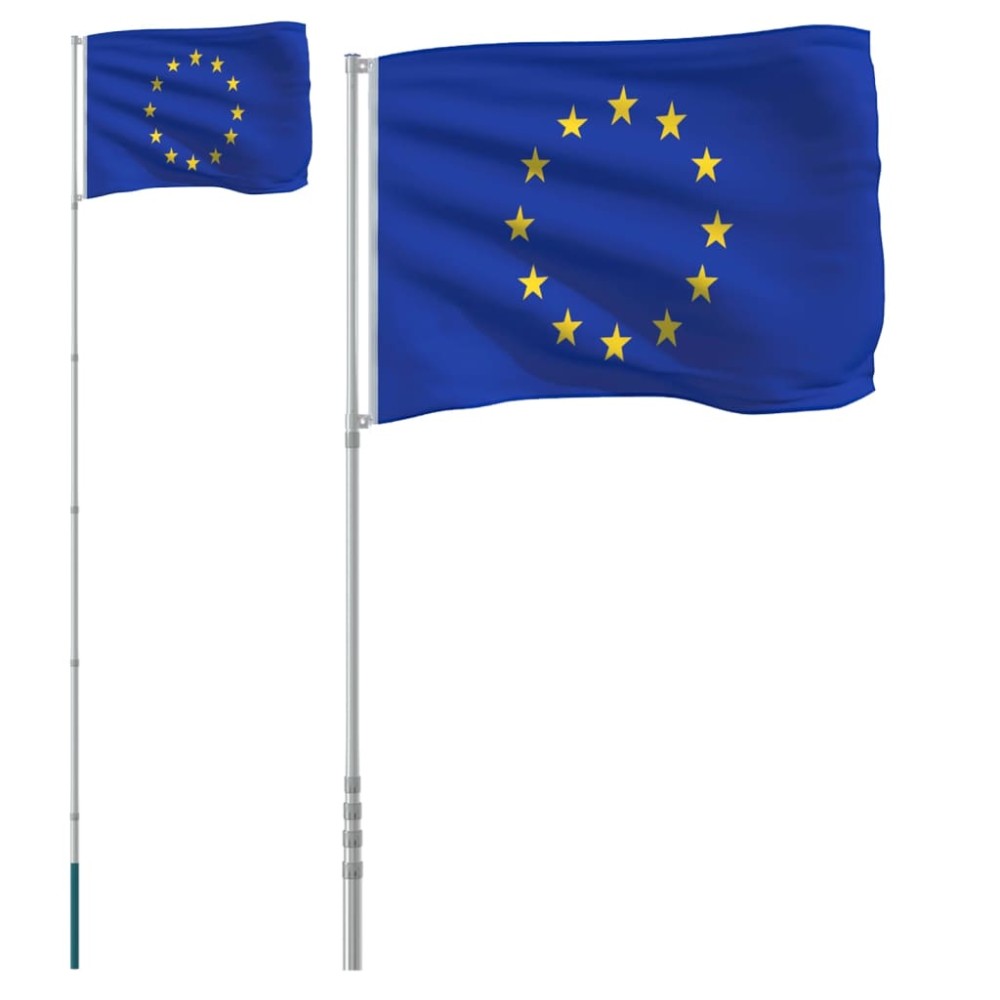 vidaXL Steag Europa și stâlp din aluminiu, 5,55 m