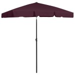 vidaXL Umbrelă de soare de plajă, roșu bordo, 180x120 cm
