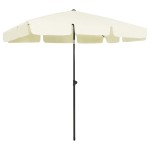 vidaXL Umbrelă de soare de plajă, galben nisipiu, 200x125 cm vidaXL Umbrelă de soare de plajă, galben nisipiu, 200x125 cm