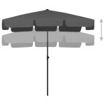 vidaXL Umbrelă de soare de plajă, antracit, 200x125 cm