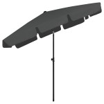 vidaXL Umbrelă de soare de plajă, antracit, 200x125 cm