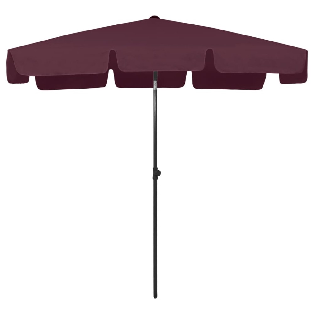 vidaXL Umbrelă de soare de plajă, roșu bordo, 200x125 cm